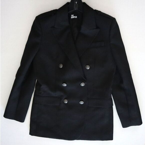 The Kooples FVES29025K Womens Sz 36 Black Wool-Blend Double Breasted Blazer - Picture 10 of 11